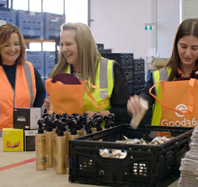Alison Covington, Founder and MD Good360 Australia and Jo Cameron, CEO, Goodman Foundation and volunteer.